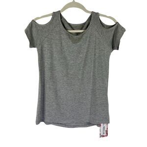 Irelia Modal Top Small Gray Womens Cold Shoulder Short Sleeve Stretch New